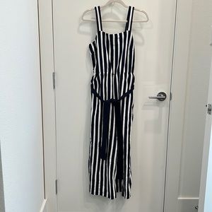 Jcrew white and blue stripe jumpsuit with pockets. Size 2.
